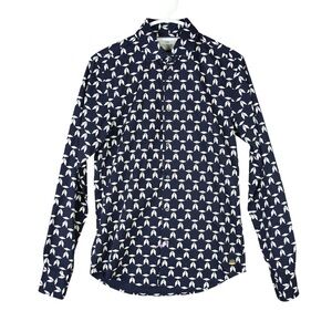 Scotch and Soda Mens Button Up Shirt Stretch Sz M Abstract AOP Classic